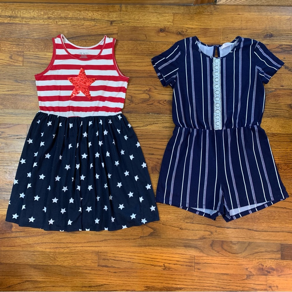 Girls Casual Romper & Dress Bundle
Place Red White & Blue Dress
Blue Romper